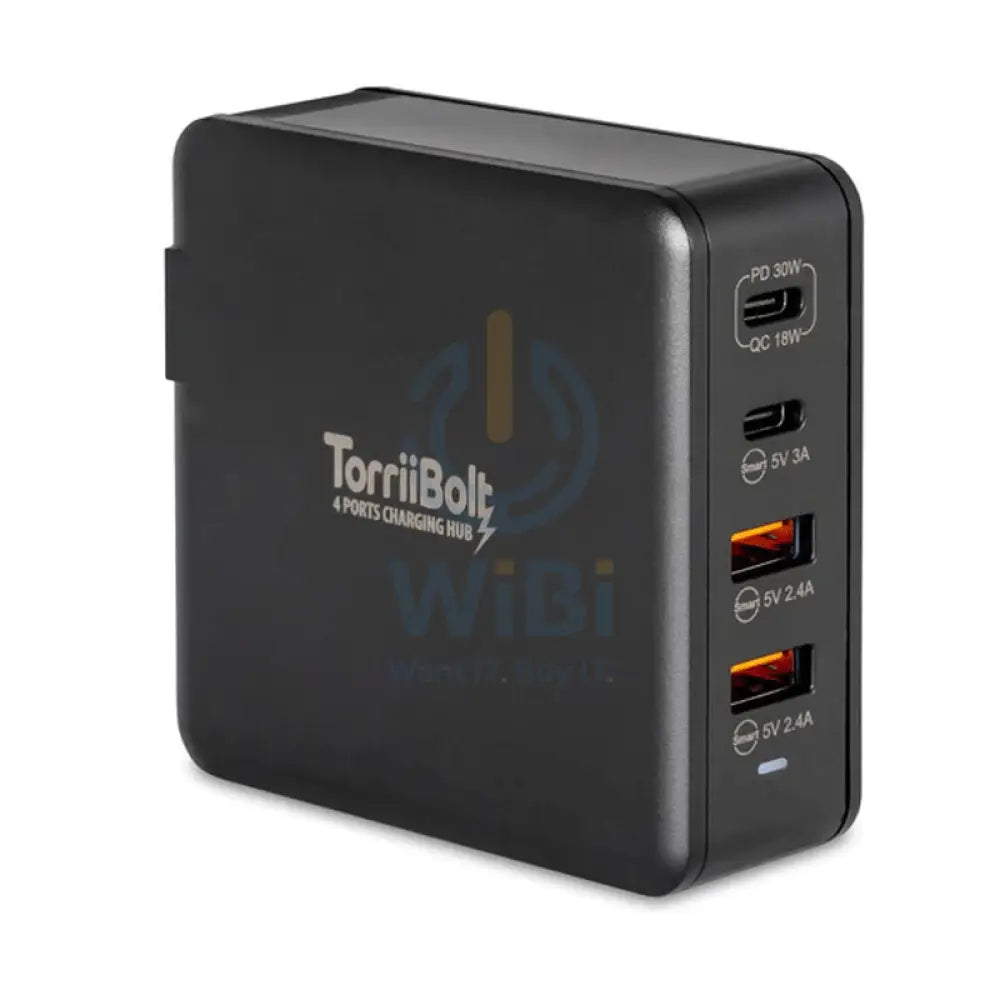 Torrii Bolt 4 Port Charging Hub - 47W / 2 x USB-C / 2 x USB-A / QC 3.0 / Black Accessories > Power Adapters