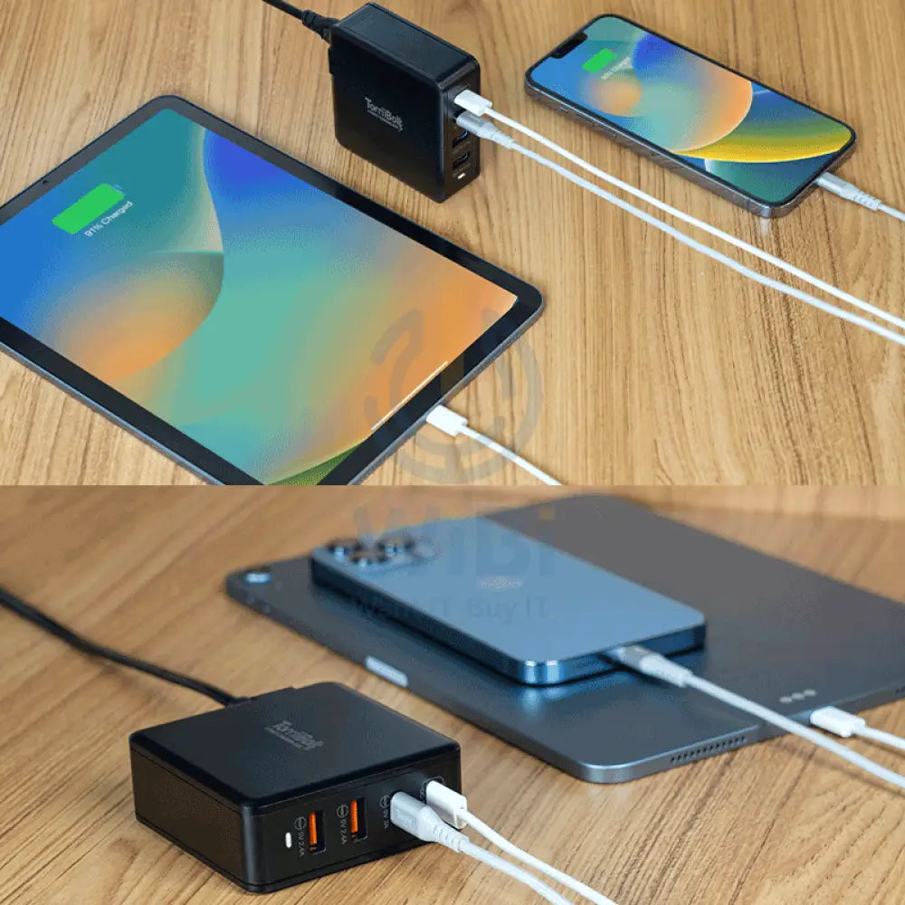 Torrii Bolt 4 Port Charging Hub - 47W / 2 x USB-C / 2 x USB-A / QC 3.0 / Black Accessories > Power Adapters