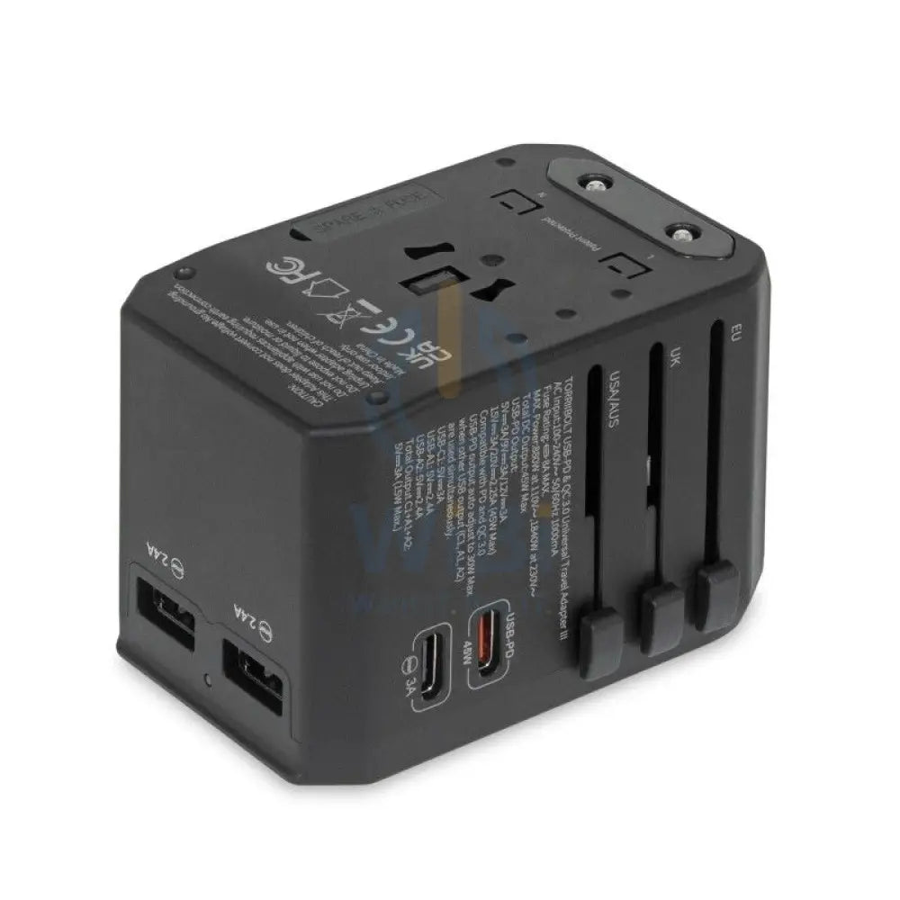 Torrii Bolt Universal Travel Adapter III – USB-PD / QC 3.0 / Black Accessories > Power Adapters