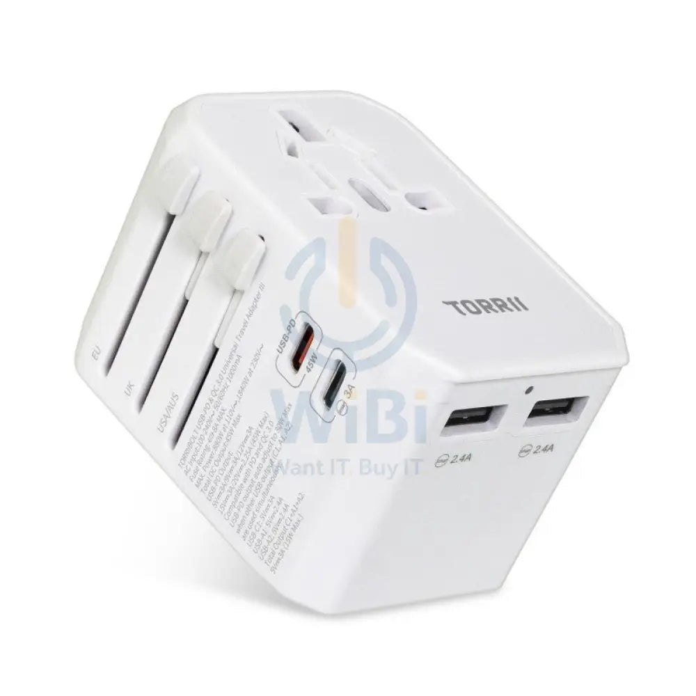 Torrii Bolt Universal Travel Adapter III – USB-PD / QC 3.0 / White Accessories > Power Adapters