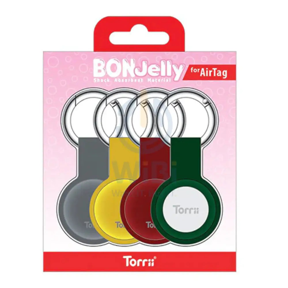 Torrii Bonjelly Silicone Key Ring For Apple Airtag - Combo Pack (Green/Red/Yellow/Gray) Accessories > Mobiles & Tablets