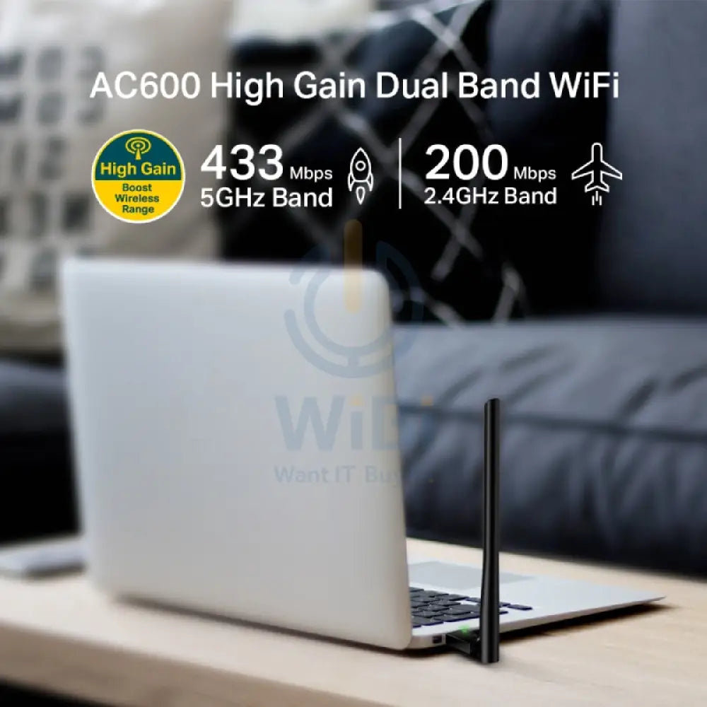TP-Link (Archer T2U Plus) AC600 High Gain Wireless Dual Band USB Adapter - 5GHz(433 Mbps) / USB Networking Products >