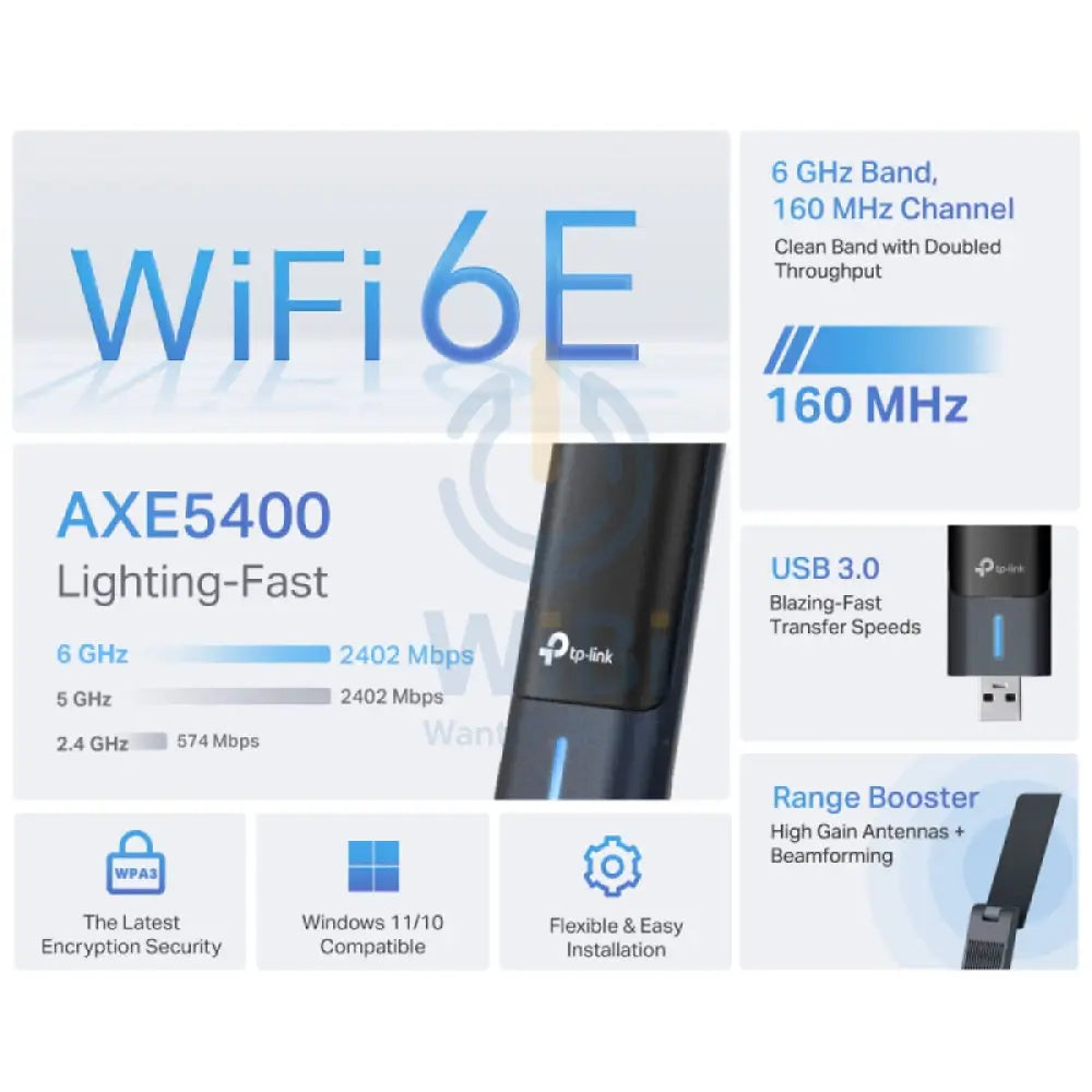 TP-Link (Archer TXE70UH) AXE5400 Wi-Fi 6E High Gain Wireless USB Adapter - 6GHz (2402 Mbps) Networking Products >