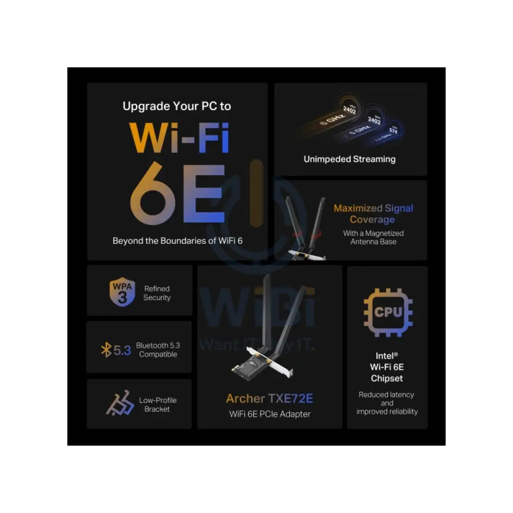 TP-Link AXE5400 Wi-Fi 6E Bluetooth 5.2 PCIe Adapter - 574 Mbps Networking Products > Network Card
