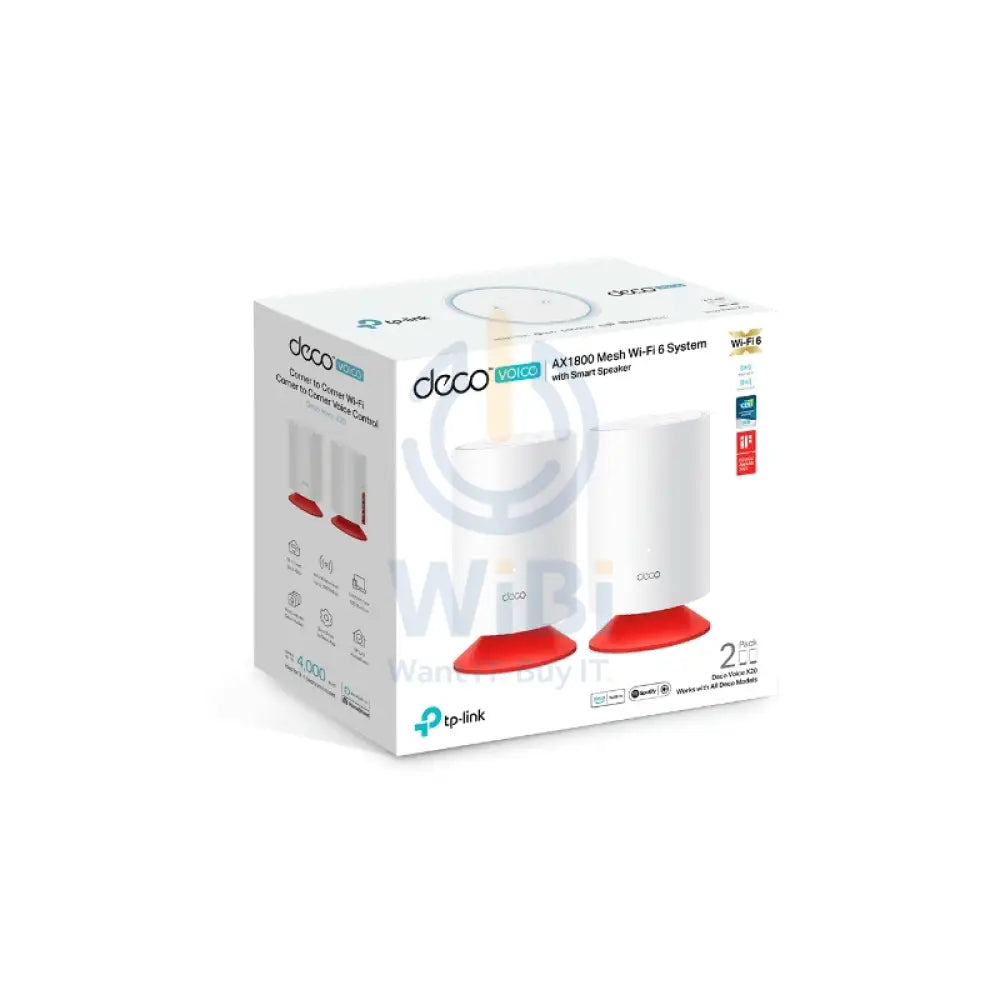 TP-Link Deco Voice X20 (AX1800) Mesh Wi-Fi 6 System with Smart Speaker - 5GHz (1201 Mbps) / Gigabit Ports (2-Pack)