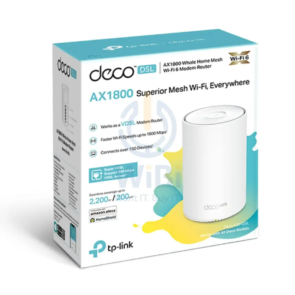 TP-Link (Deco X20-DSL) AX1800 VDSL Whole Home Mesh WiFi 6 Gateway - 5GHz (1201 Mbps) / Gigabit LAN Networking Products