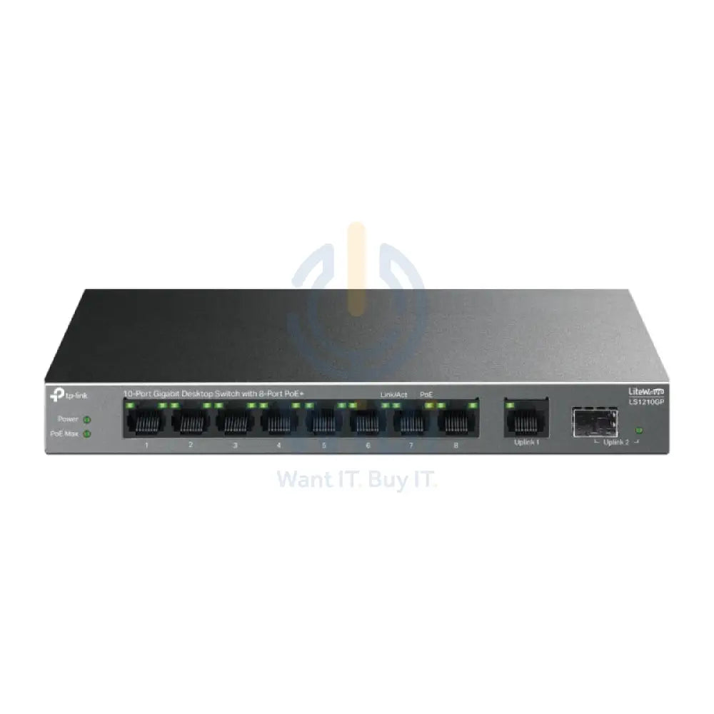 TP-Link (LS1210GP) 10-Port Gigabit Desktop Switch with 8-Port PoE + - 20 Gbps / LAN Networking Products > Switches