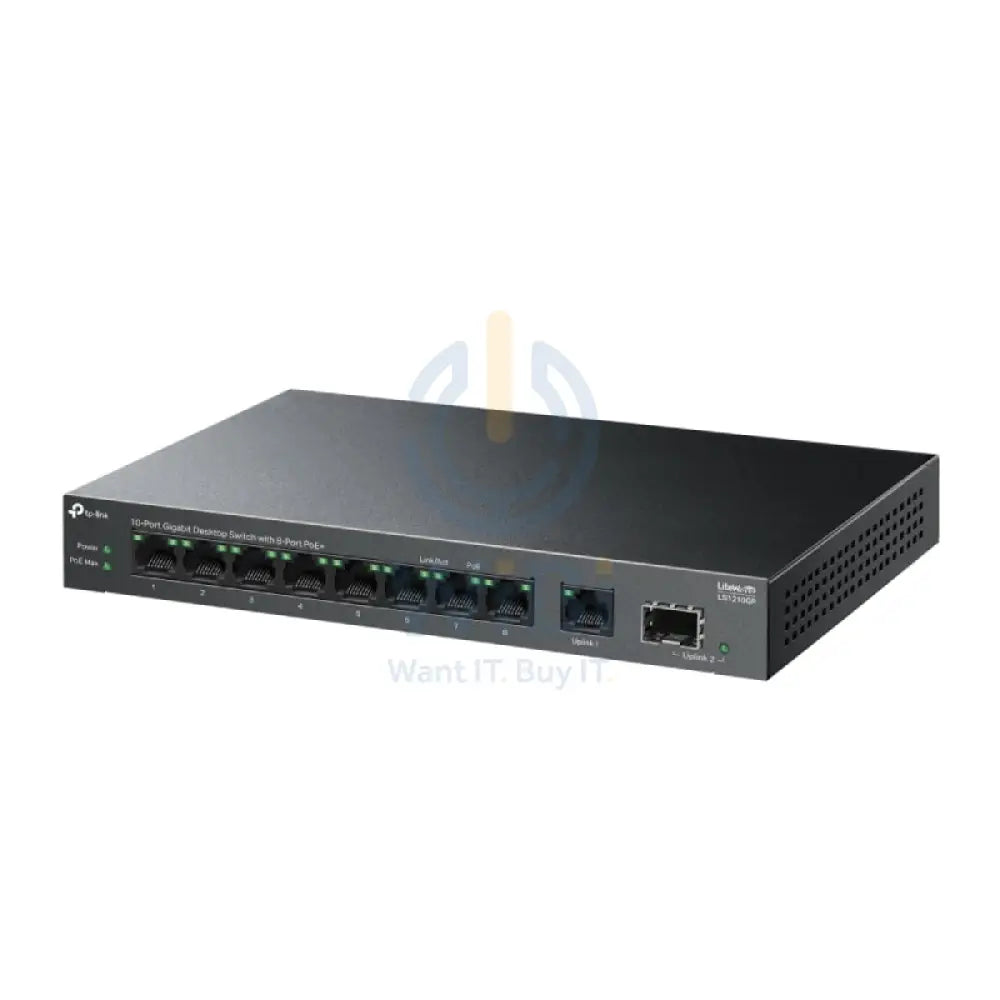 TP-Link (LS1210GP) 10-Port Gigabit Desktop Switch with 8-Port PoE + - 20 Gbps / LAN Networking Products > Switches