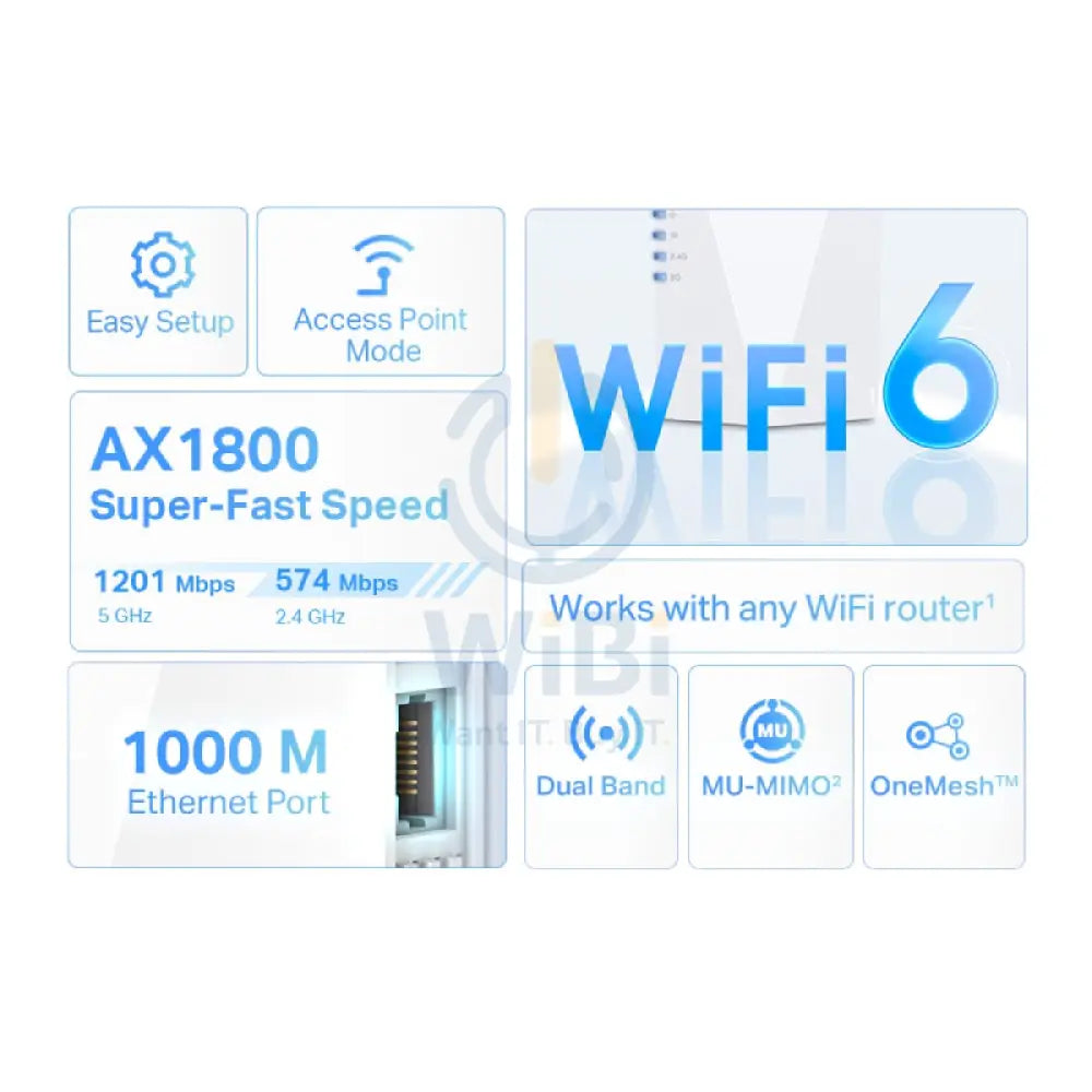 TP-Link (RE600X) AX1800 Wi-Fi 6 Range Extender - 5GHz (1201Mbps) / Gigabit LAN Networking Products > Wireless Access