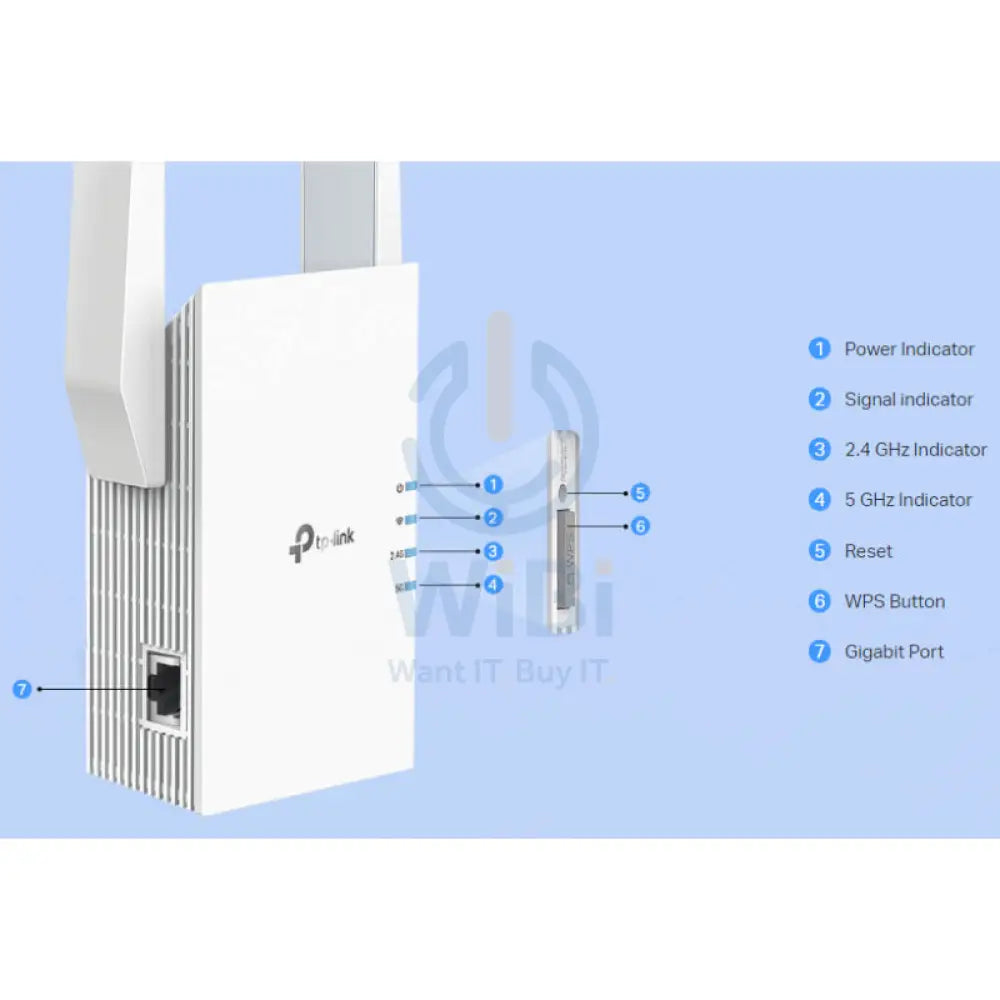 TP-Link RE705X (AX3000) Mesh Dual-Band WiFi 6 Extender - 5GHz (2402 Mbps) / Gigabit LAN Networking Products > Wireless