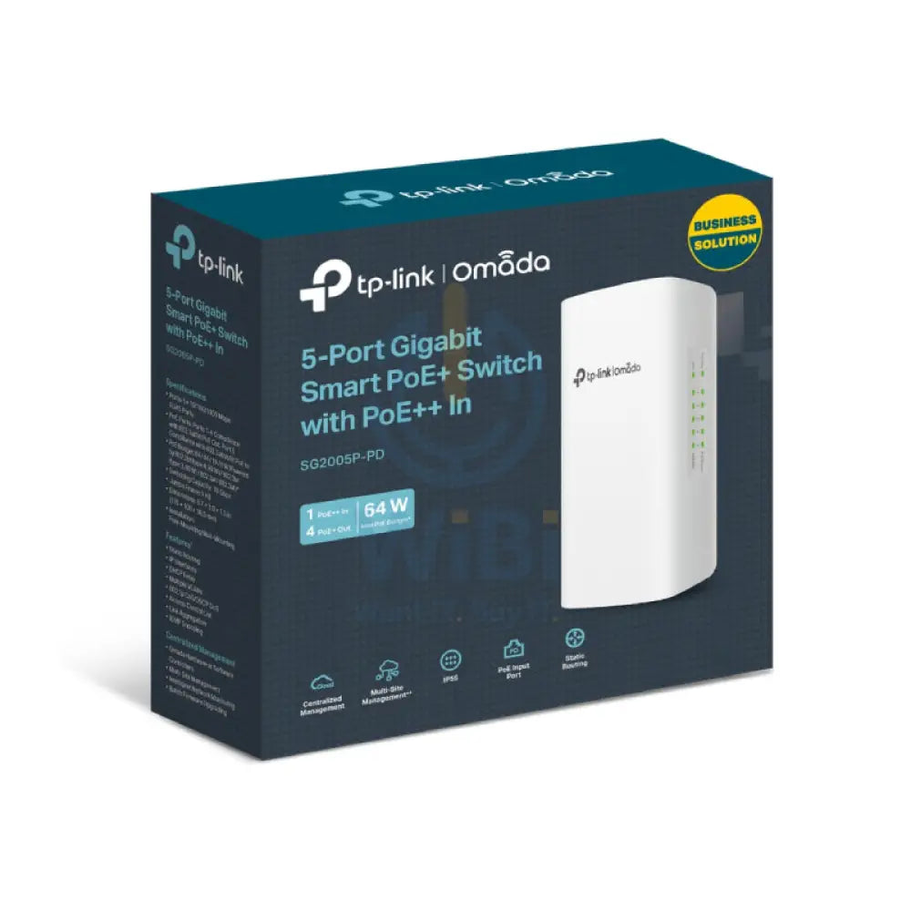 TP-Link (SG2005P-PD) Omada 5-Port Gigabit Smart Switch with 1-Port PoE + + In and 4-Port PoE + Out - 10 Gbps / LAN