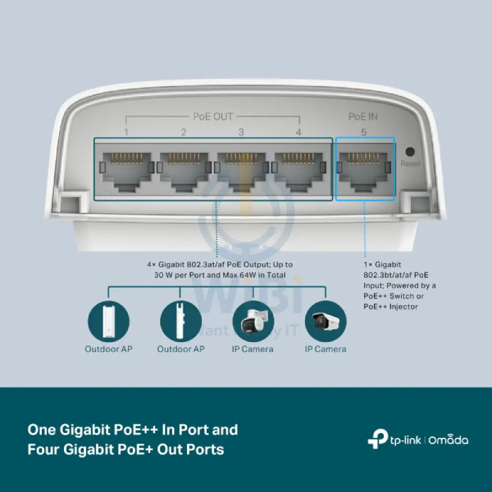 TP-Link (SG2005P-PD) Omada 5-Port Gigabit Smart Switch with 1-Port PoE + + In and 4-Port PoE + Out - 10 Gbps / LAN