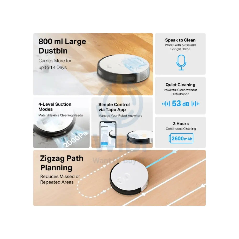 TP-Link (Tapo RV10 Lite) Robot Vacuum - 2600 mAh / 4-Level Accessories > Smart Devices