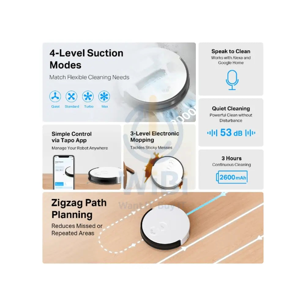 TP-Link (Tapo RV10) Robot Vacuum & Mop - 2600 mAh / 4-Level Accessories > Smart Devices