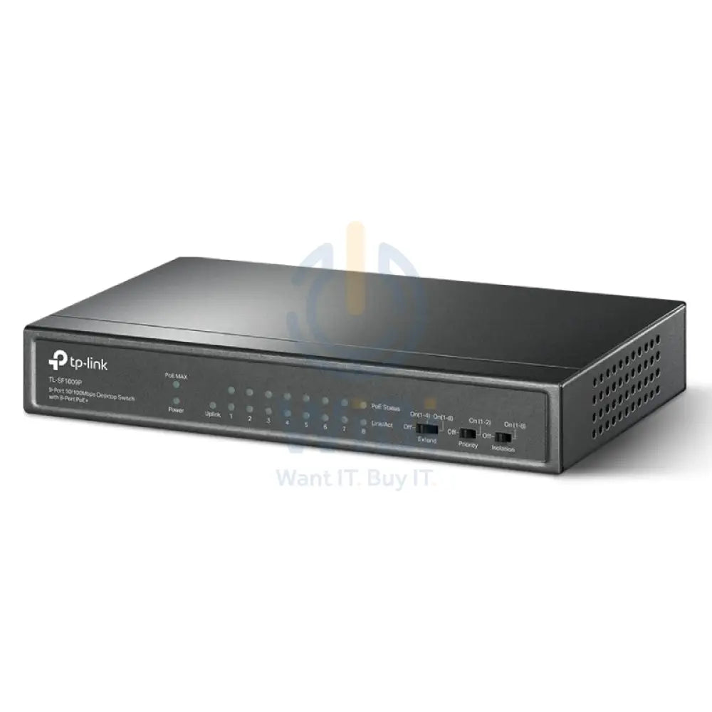 TP-Link (TL-SF1009P) 9-Port 10/100Mbps Desktop Switch with 8-Port PoE + - 1.8 Gbps / LAN Networking Products > Switches