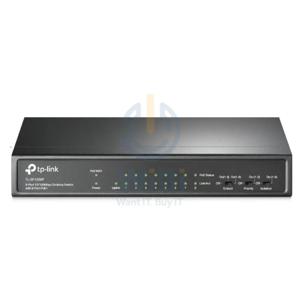 TP-Link (TL-SF1009P) 9-Port 10/100Mbps Desktop Switch with 8-Port PoE + - 1.8 Gbps / LAN Networking Products > Switches