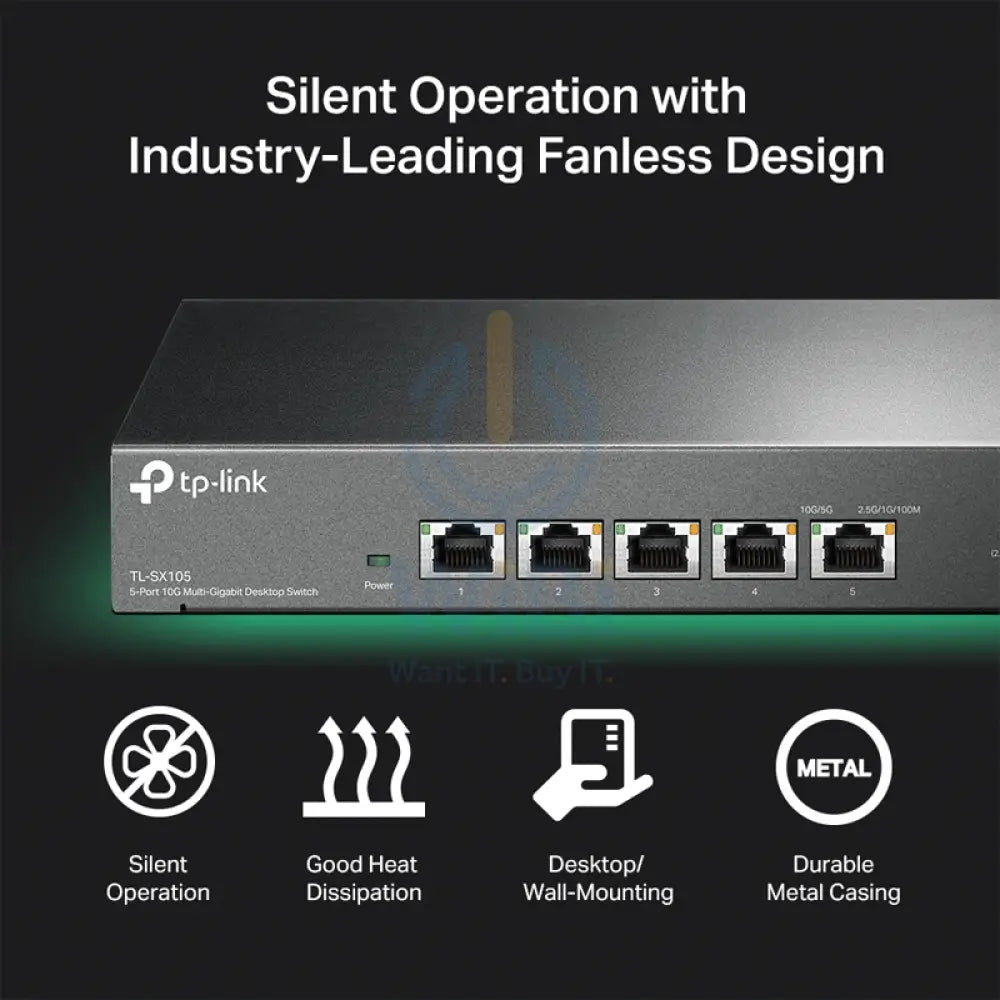 TP-Link (TL-SX105) Gigabit Desktop Switch - 5-Ports / 100 Gbps / LAN / Unmanaged Networking Products > Switches