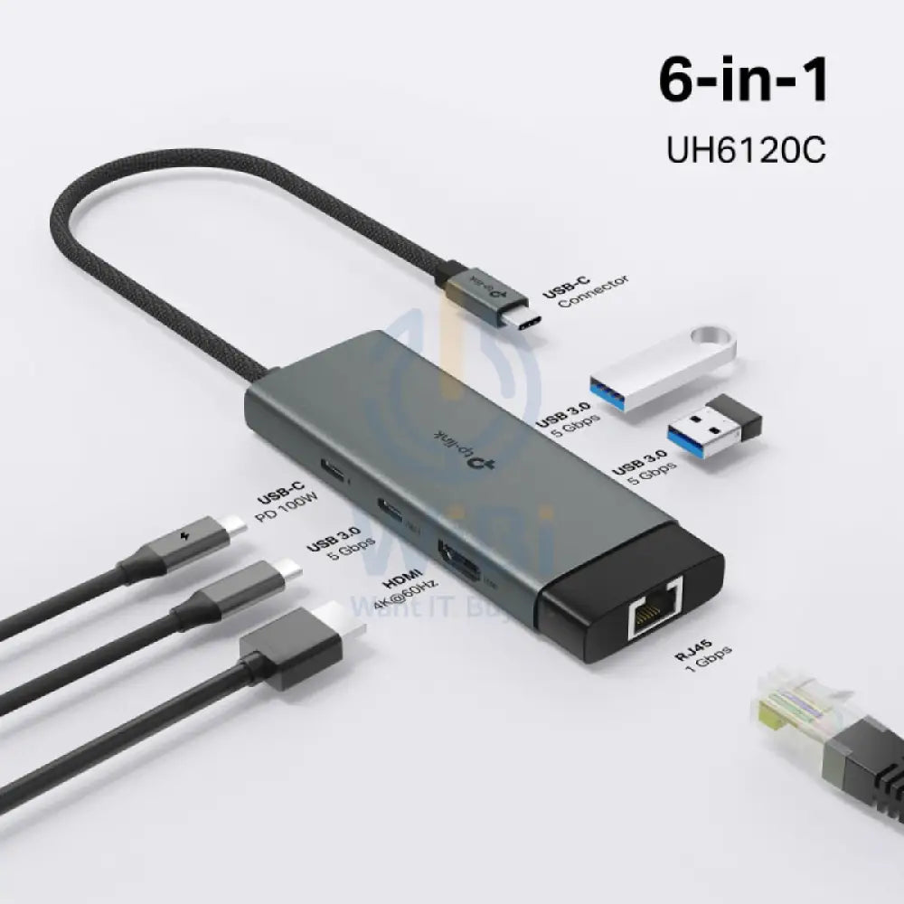 TP-LINK UH6120C USB Type-C 6-Port Hub - HDMI/RJ45/PD/USB Type-C/USB Type-A Accessories > USB Hub