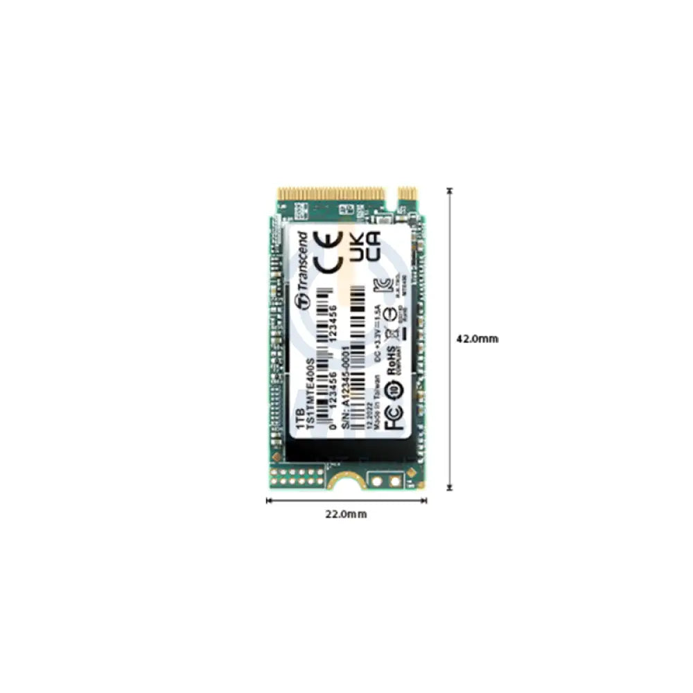 Transcend PCIe 400S - 1TB / Up to 2000/1700 MBps / M.2 2242 / PCIe / SSD (Solid State Drive) Storage > Solid State Drive