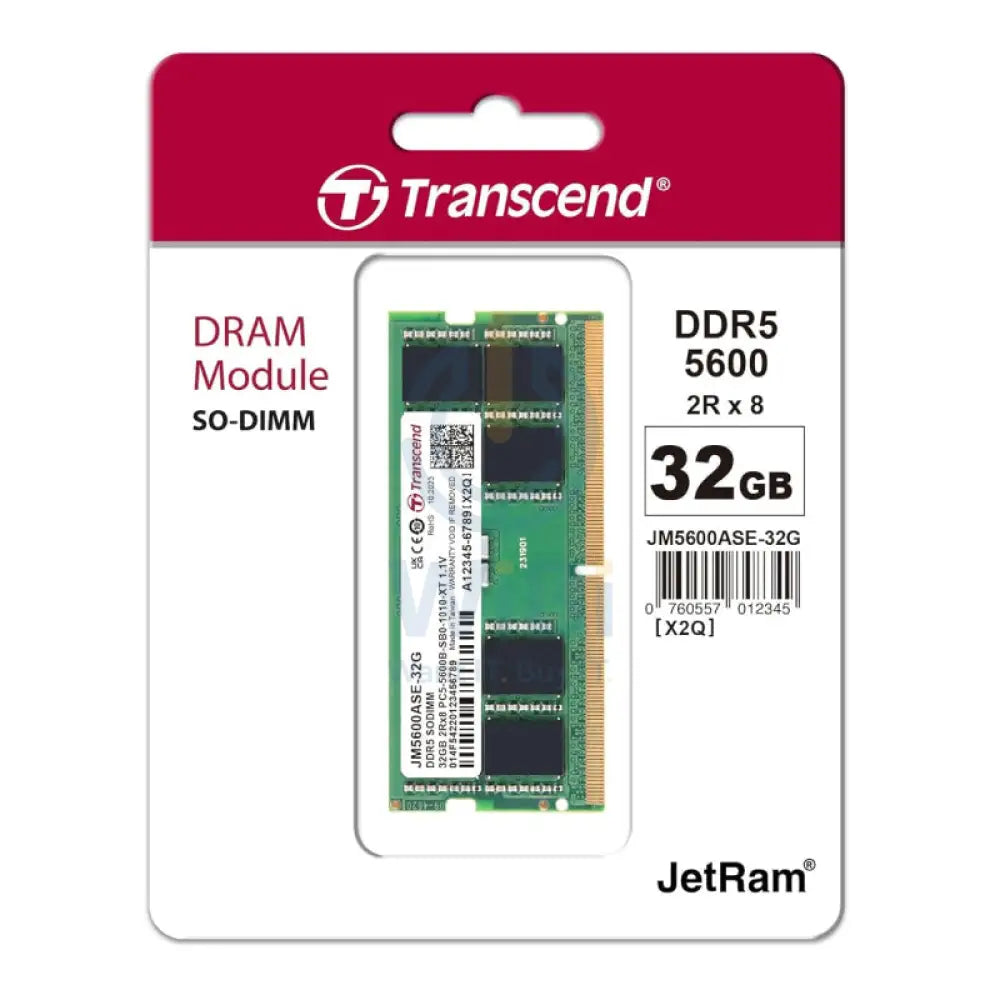 Transcend SO-DIMM Laptop Memory - 32GB / DDR5 / Memory Module Accessories > Memory > Laptop Memory
