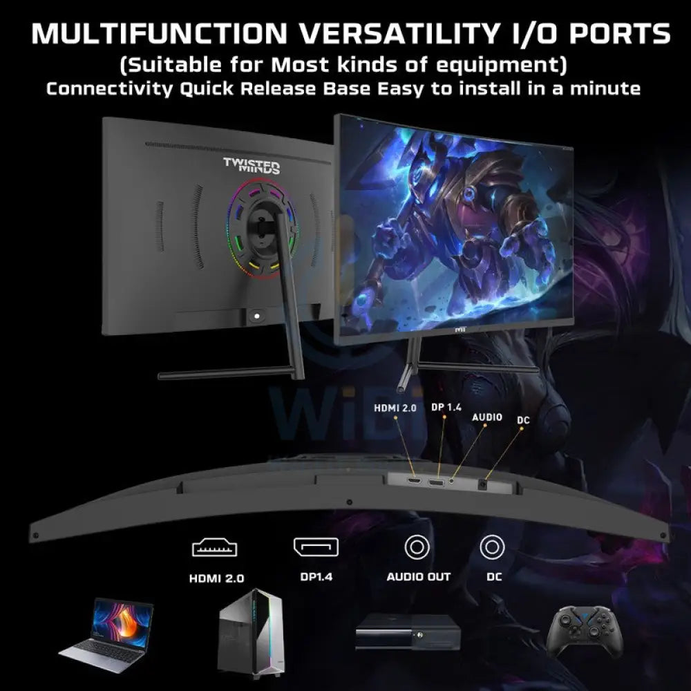 Twisted Minds 27’‘ FHD VA / 180Hz / 0.5ms / HDMI2.0 / HDR Curved Gaming Monitor - Black Monitors & Projectors >