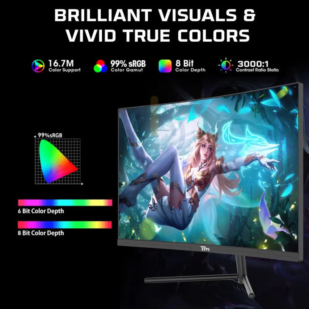 Twisted Minds 27’‘ FHD VA / 180Hz / 0.5ms / HDMI2.0 / HDR Curved Gaming Monitor - Black Monitors & Projectors >