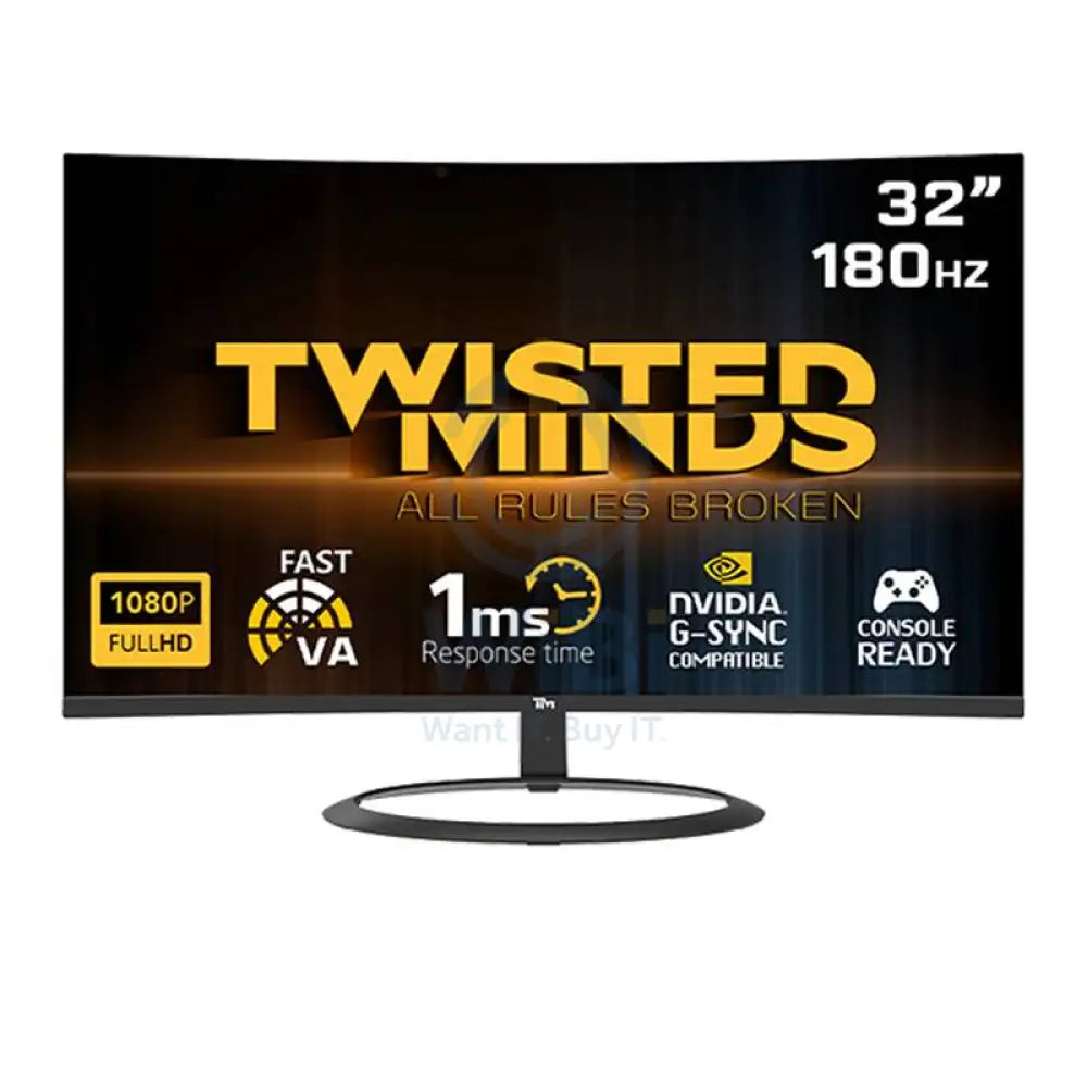 Twisted Minds - 32’’ FHD / 1ms / 180Hz / Display Port / HDMI / Audio Out - Gaming Monitor Monitors & Projectors >