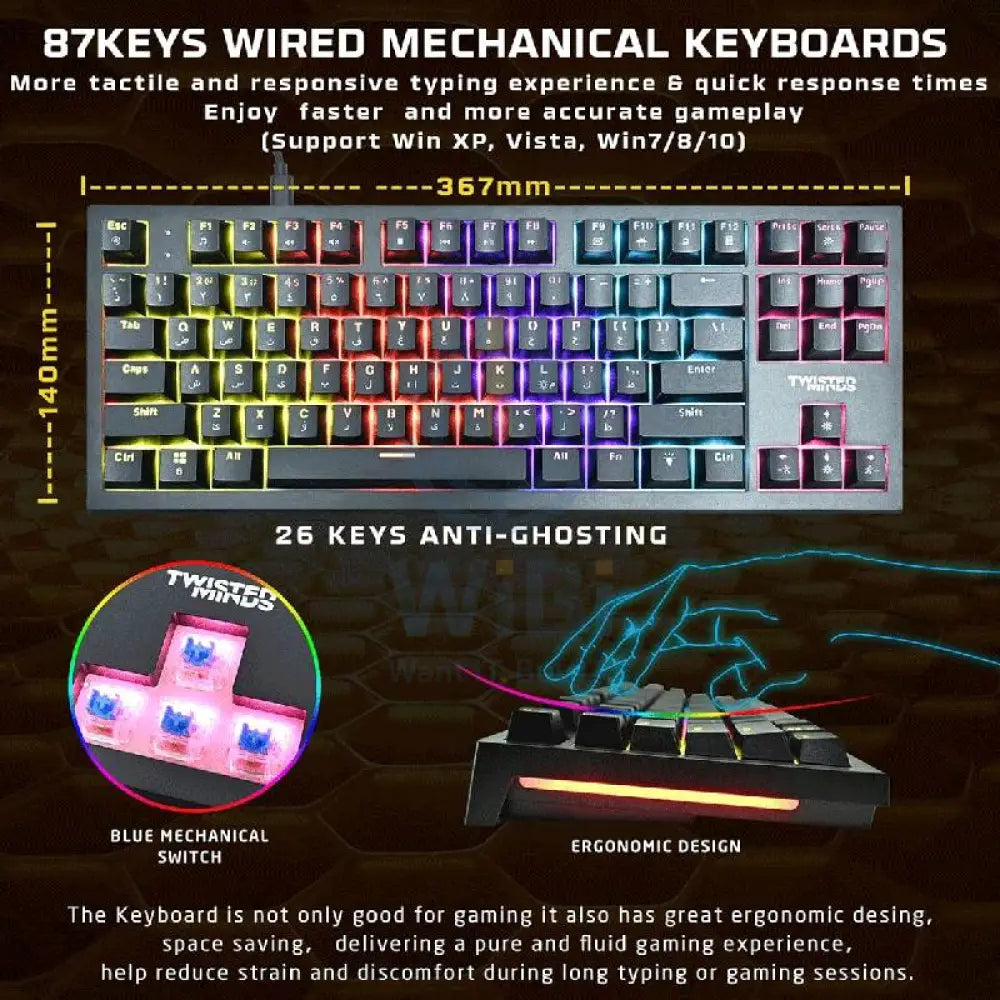 Twisted Minds 4-in-1 Gaming Bundle (Wired Keyboard Wired Headset Mouse Mouse Pad) Accessories > Other Peripherals