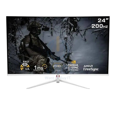 Twisted Minds Gaming Monitor - 23.8’’ FHD / VA / 200Hz / 1MS / HDMI / Display Port / White - Monitor Monitors &