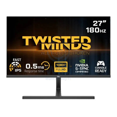 Twisted Minds Gaming Monitor - 27’’ FHD / IPS / 180Hz / 0.5ms / HDMI / Display Port / Audio Out / Black - Monitor