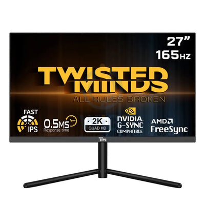 Twisted Minds Gaming Monitor - 27’’ QHD / IPS / 165Hz / 0.5MS / HDMI 2.1 / HDR400 RGB / Black - Monitor Monitors &
