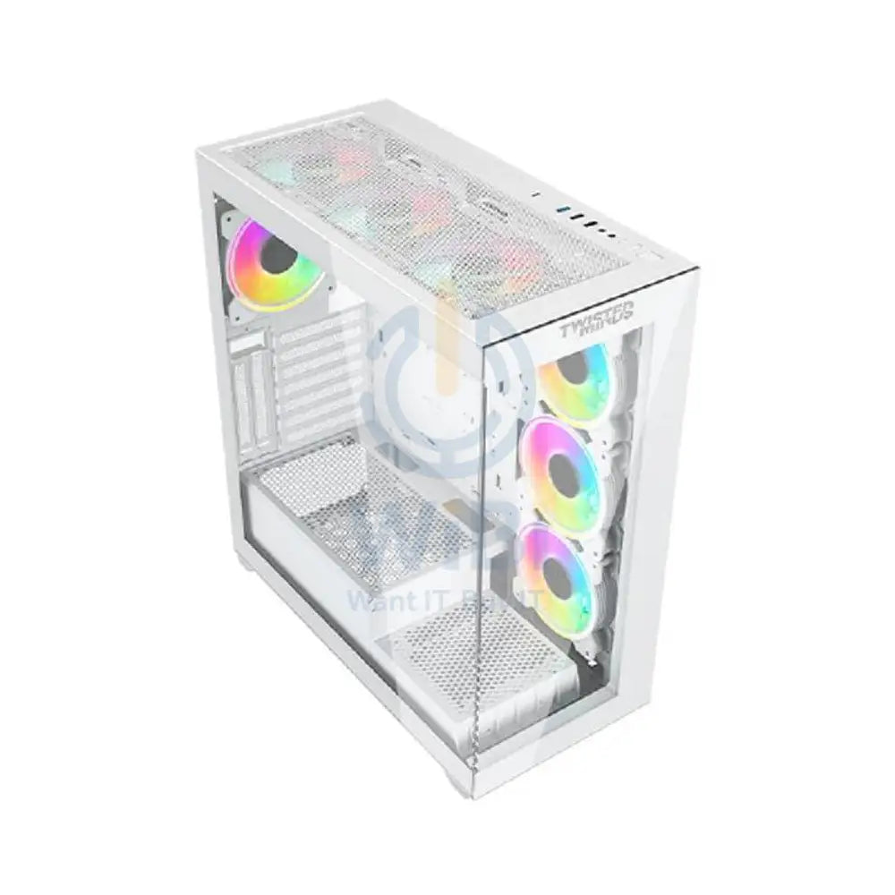 Twisted Minds Quantum Glass Mid Tower Gaming Case - White Gaming Consoles > Gaming Zone