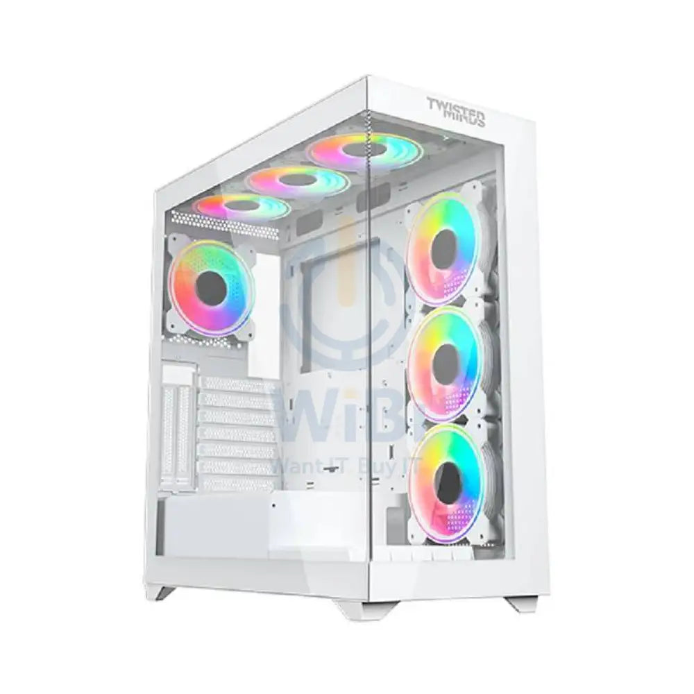 Twisted Minds Quantum Glass Mid Tower Gaming Case - White Gaming Consoles > Gaming Zone