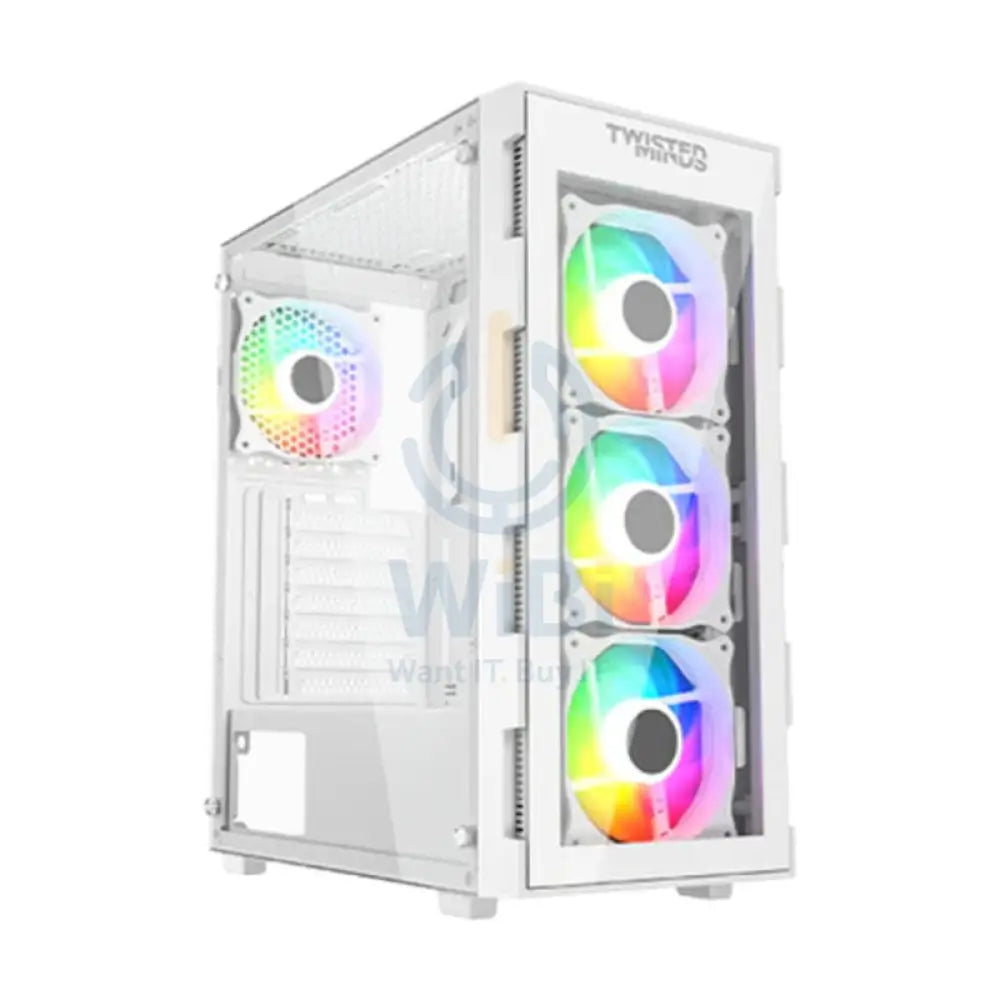 Twisted Minds Titan Glass Mid Tower Gaming Case - White Gaming Consoles > Gaming Zone