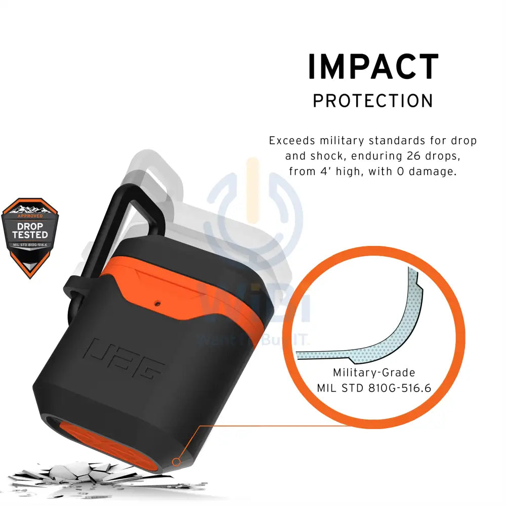 UAG Apple Airpods Gen 1& 2 Hard Case V2 - Black/Orange Accessories > Mobiles & Tablets > Mobiles