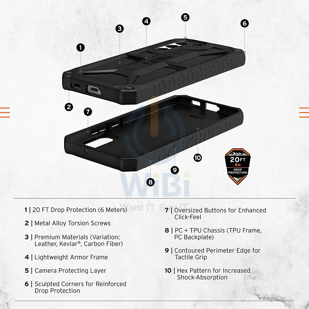 UAG Samsung Galaxy S22 Plus Monarch Case - Carbon Fiber Accessories > Mobiles & Tablets > Mobiles > Screen Protectors &
