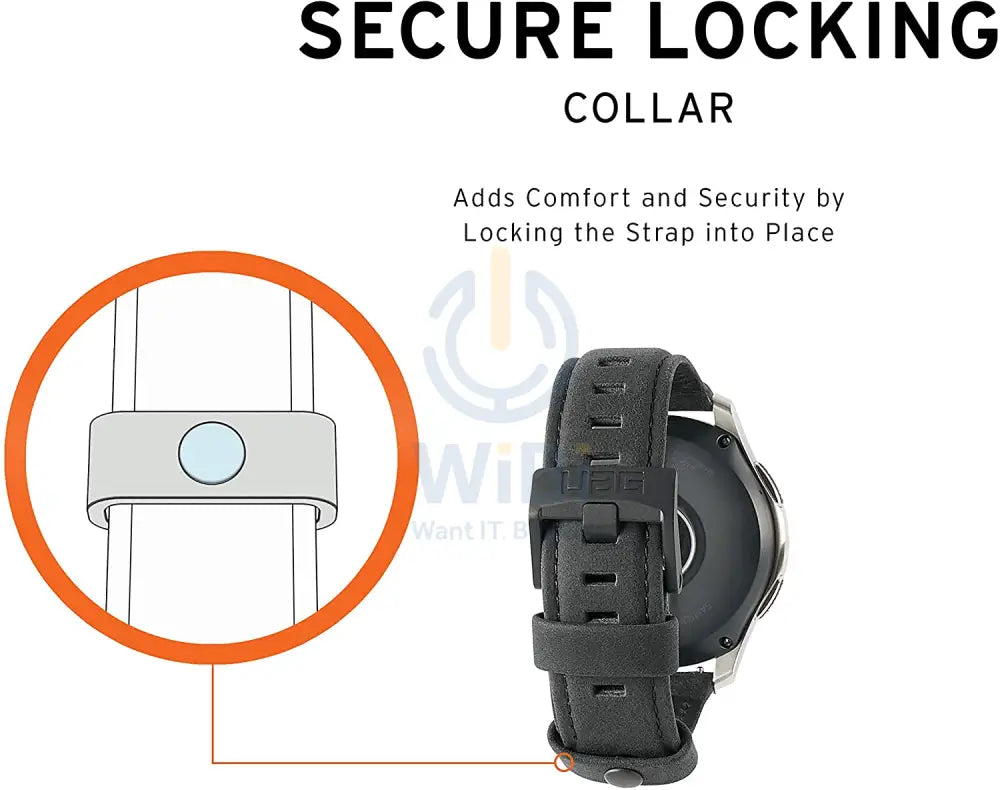 UAG Universal Watch (22mm Lugs) Leather Strap - Black Accessories > Smart Watches