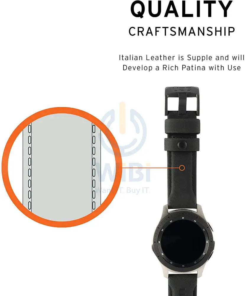 UAG Universal Watch (22mm Lugs) Leather Strap - Black Accessories > Smart Watches