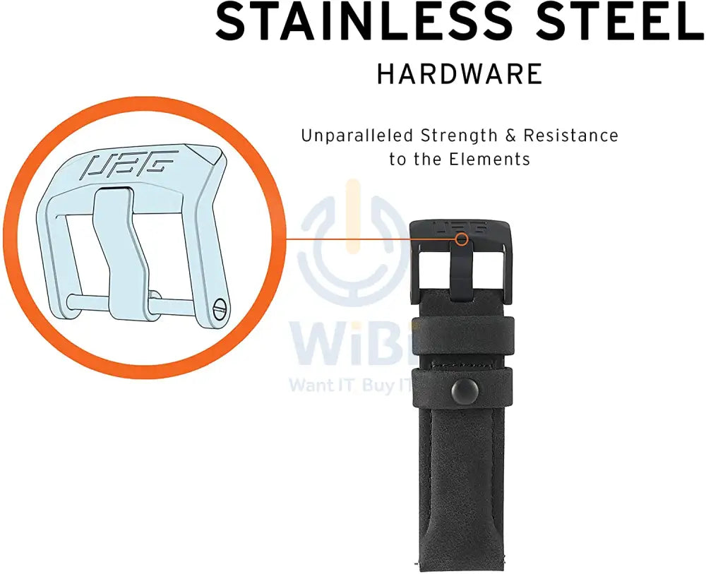 UAG Universal Watch (22mm Lugs) Leather Strap - Black Accessories > Smart Watches