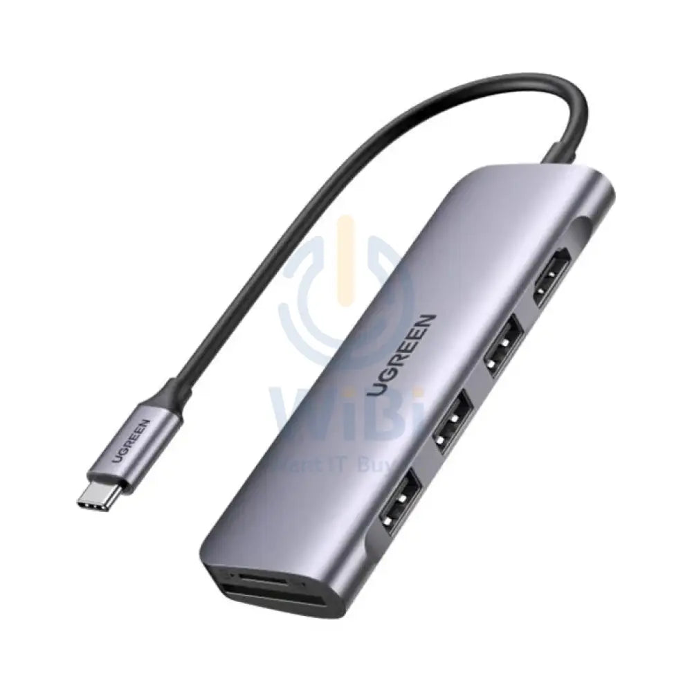 UGreen 6 in 1 Multifunctional USB HUB Type C - 3x USB 3.2 Gen 1 / HDMI 4K 60Hz / SD and TF card Reader Gray (60383