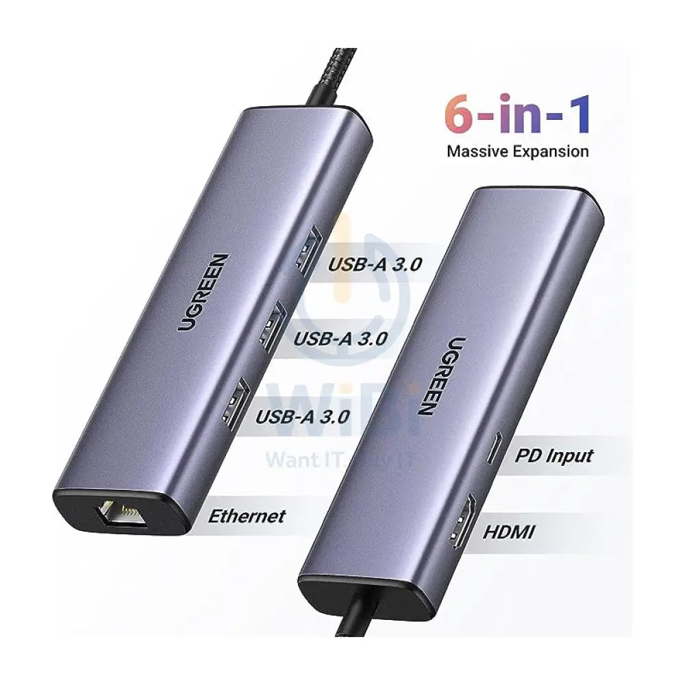 Ugreen 6-in-1 USB-C Hub (100W PD 4K@30Hz HDMI) Accessories > USB Hub