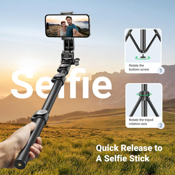 Ugreen 70-inch Aluminum Selfie Stick Tripod with Bluetooth Remote