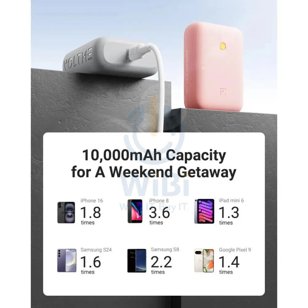 VOLTME Hypercore Lite Power Bank - 10000mAh / 22.5W / USB-C / USB-A / Grey Accessories > Power Bank