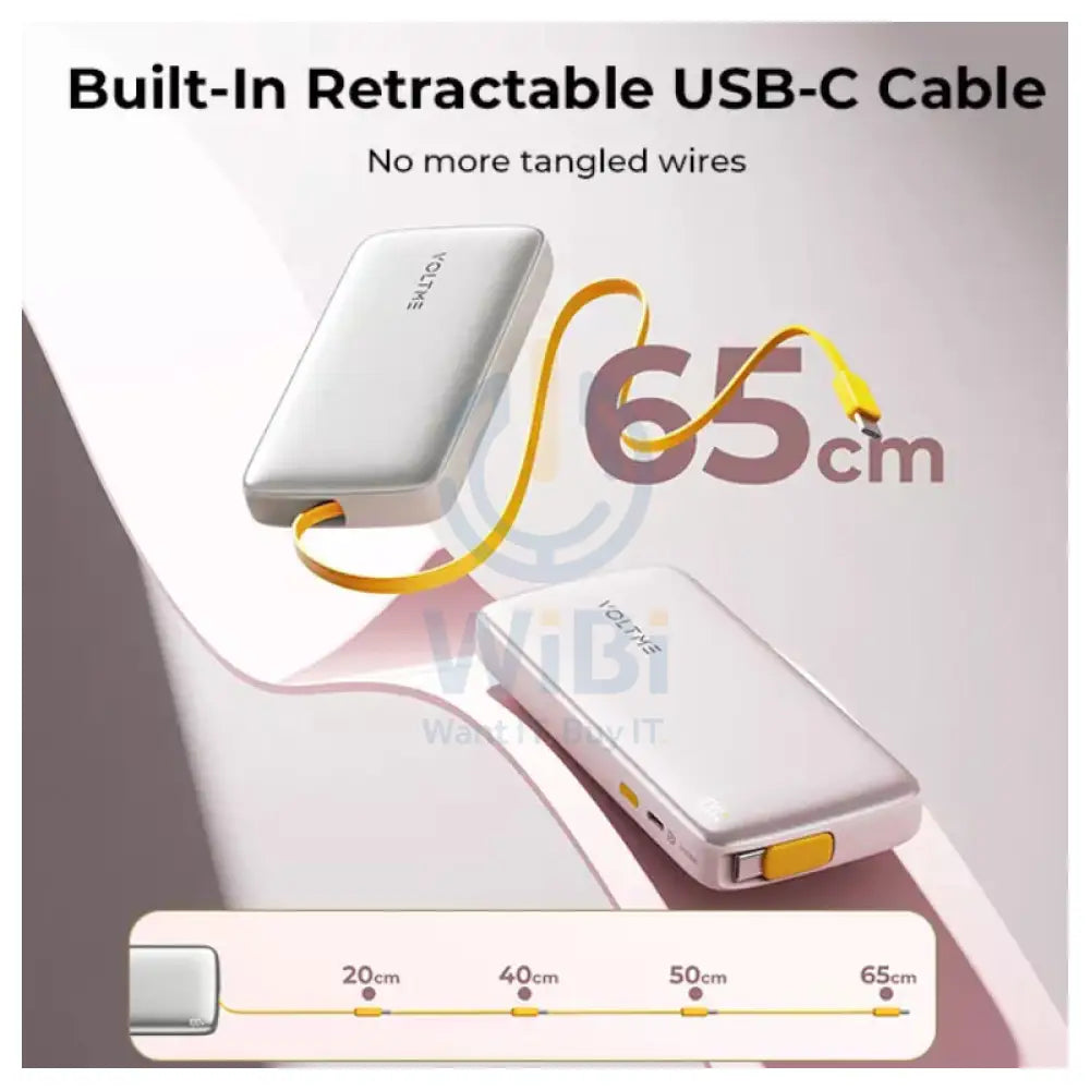 VOLTME Hypercore Rollz Power Bank Built-in Retractable Cable - 10000mAh / 30W / USB-C / Grey Accessories > Power Bank