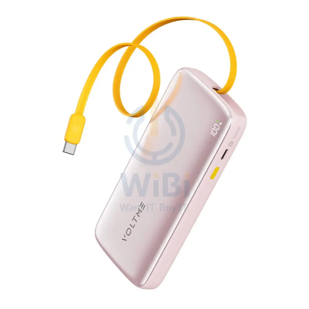 VOLTME Hypercore Rollz Power Bank Built-in Retractable Cable - 10000mAh / 30W / USB-C / Pink Accessories > Power Bank