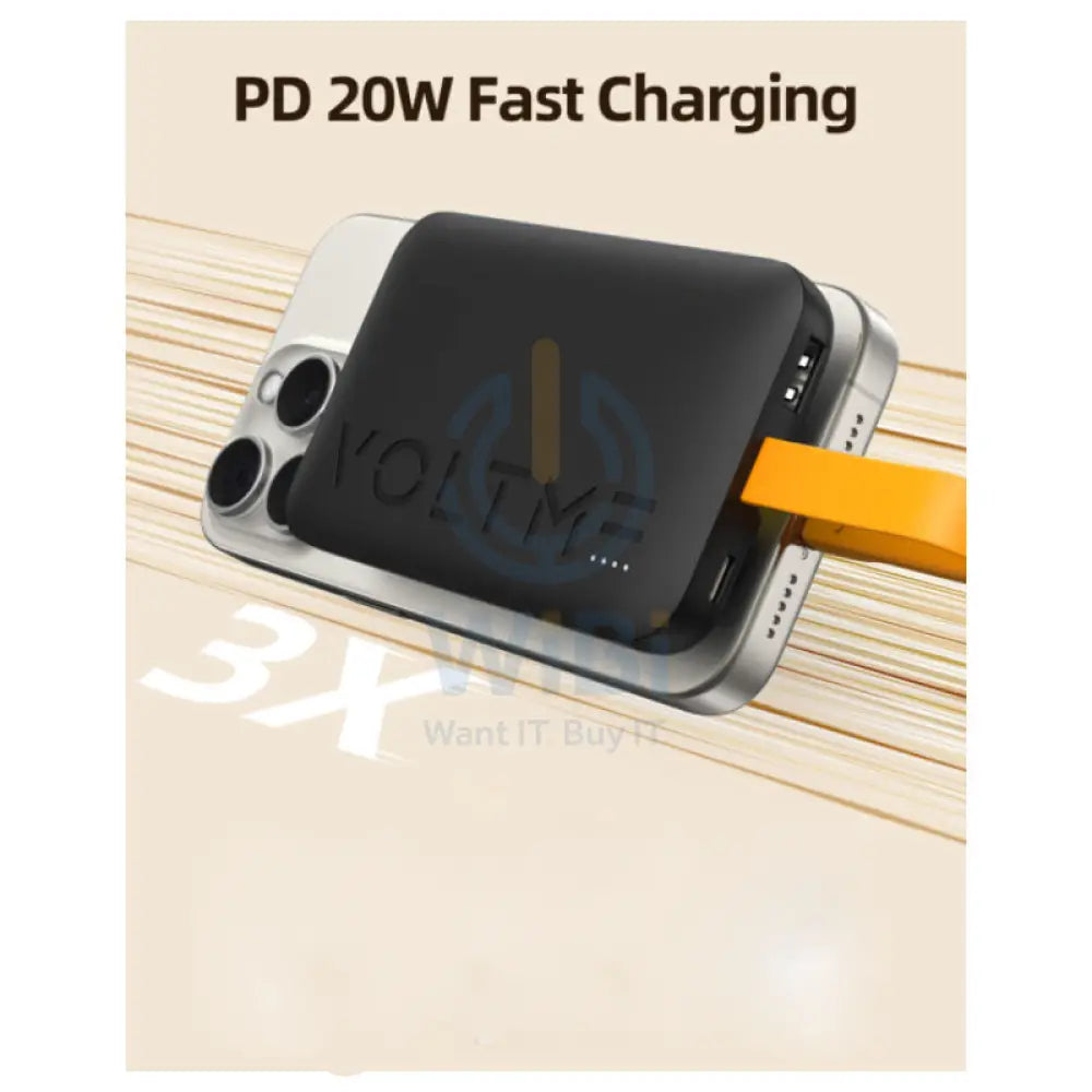 VOLTME Hypercore Sling Power Bank Built-In USB-C Cable - 10000mAh / 22.5W / USB-C / USB-A / Black Accessories > Power