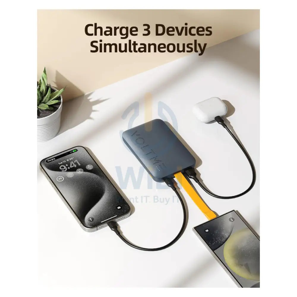 VOLTME Hypercore Sling Power Bank Built-In USB-C Cable - 10000mAh / 22.5W / USB-C / USB-A / Blue Accessories > Power