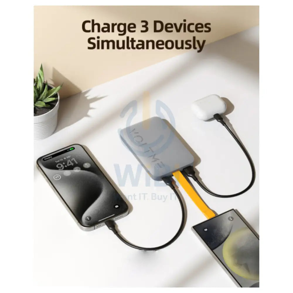 VOLTME Hypercore Sling Power Bank Built-In USB-C Cable - 10000mAh / 22.5W / USB-C / USB-A / Grey Accessories > Power