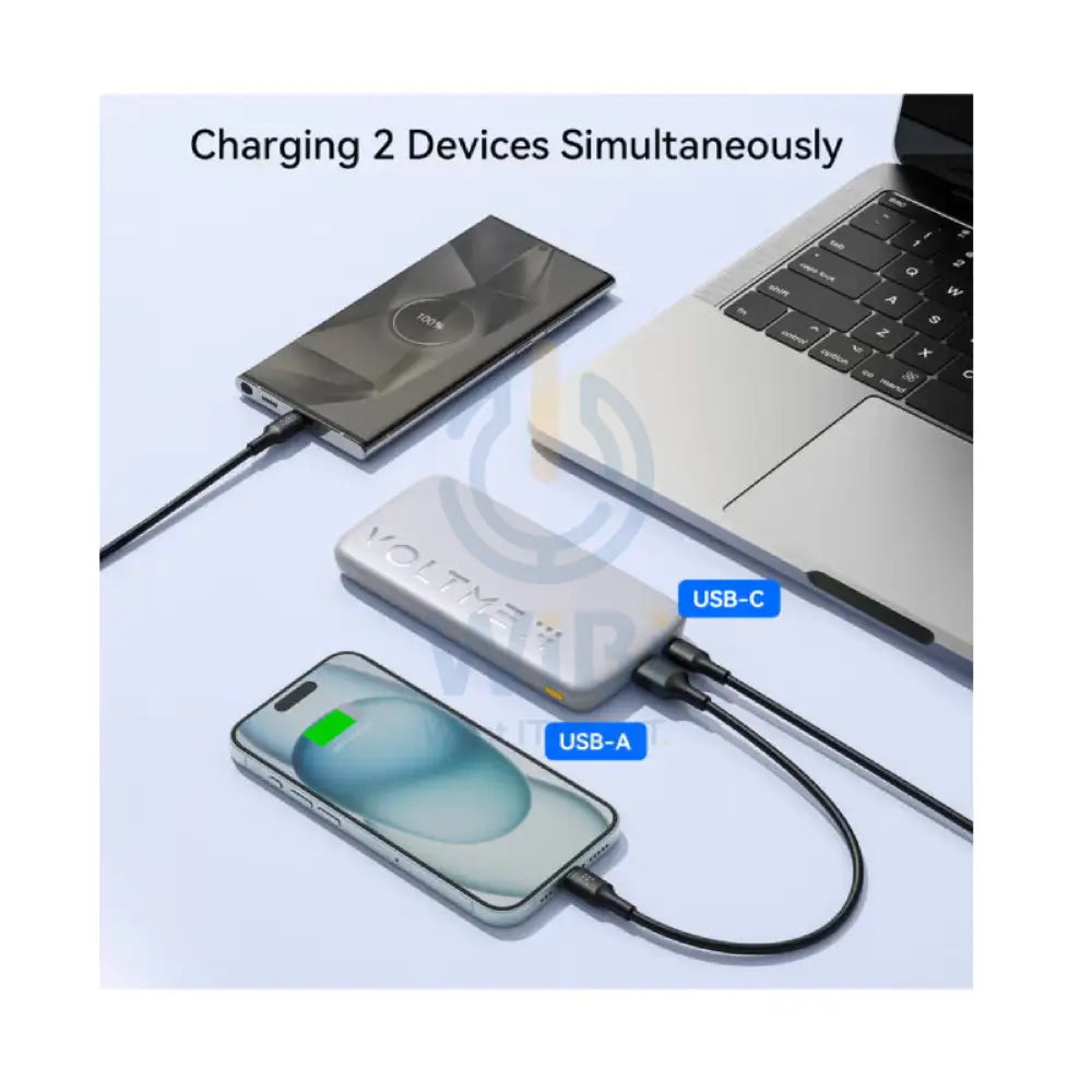 VOLTME Hypercore Ultra-Thin Power Bank - 10000mAh / 22.5W / USB-C / USB-A / Grey Accessories > Power Bank