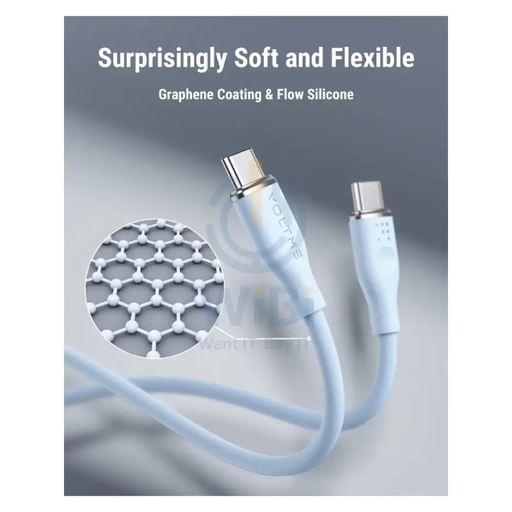 VOLTME Powerlink Moss Liquid Silicon Cable - 1 Meter / 100W / USB-C / Emarker Blue Accessories > Cables & Converters >